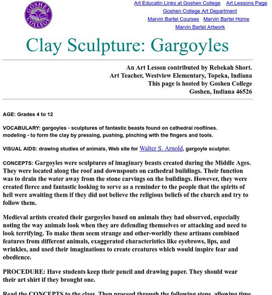 Goshen College: Clay Sculpture: Gargoyles Lesson Plan Goshen College: Clay Sculpture: Gargoyles Lesson Plan
