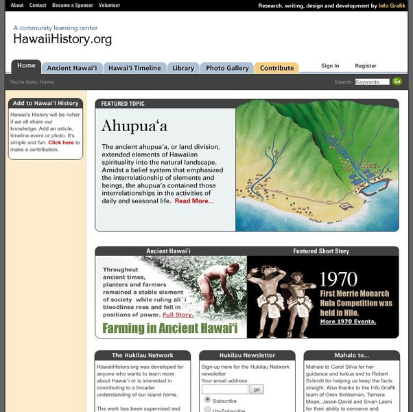 Hawaii history.org: Ancient Hawai'i Handout