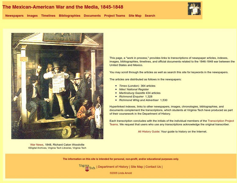 Virginia Tech: The Mexican American War and the Media, 1845 1848 Website
