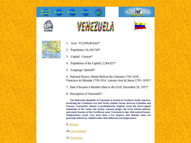 Organization of American States Children's Page: Venezuela Handout