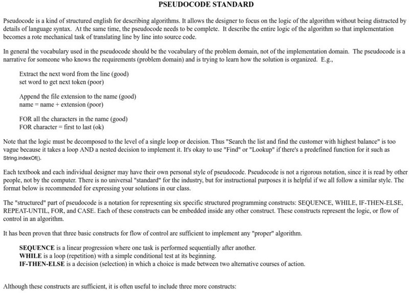 California Polytechnic State University: Pseudocode Standard Handout