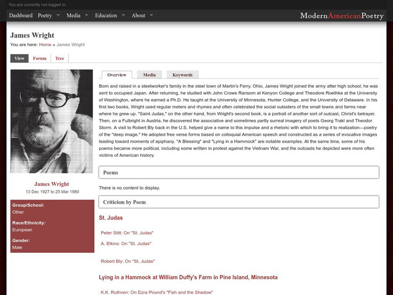 University of Illinois: Modern American Poetry: James Wright Activity University of Illinois: Modern American Poetry: James Wright Activity