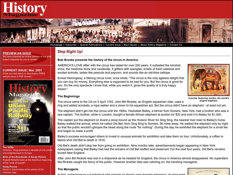 History Magazine: Step Right Up! Handout History Magazine: Step Right Up! Handout