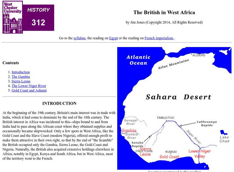West Chester University: The British in West Africa Handout West Chester University: The British in West Africa Handout