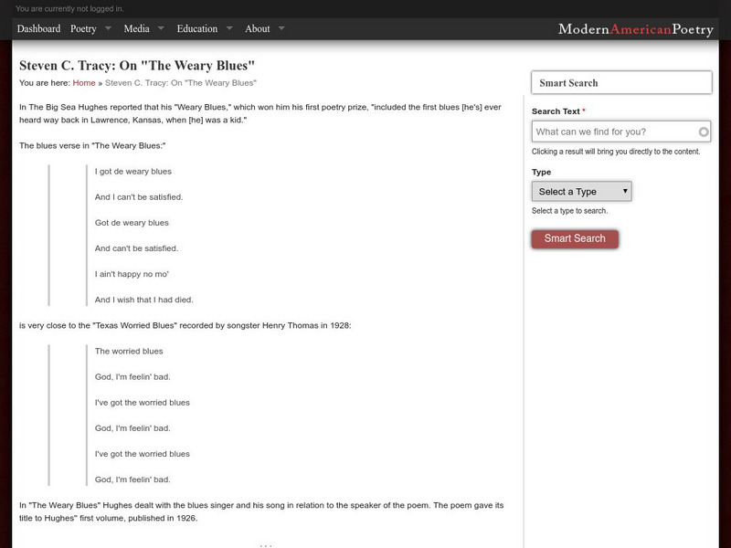 University of Illinois: Modern American Poetry: On "The Weary Blues" Activity