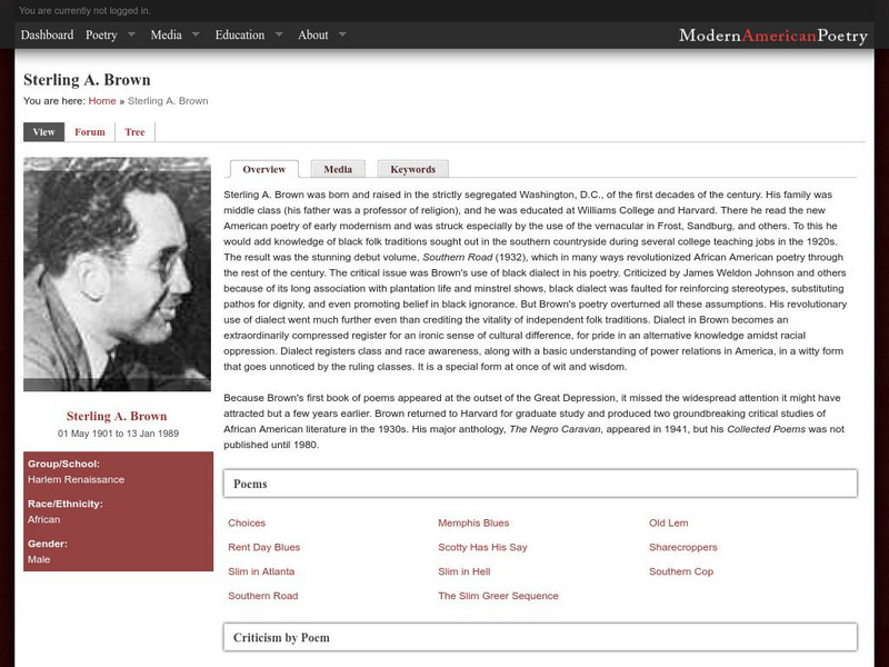 University of Illinois: Modern American Poetry: Sterling A. Brown (1901 1989) Activity University of Illinois: Modern American Poetry: Sterling A. Brown (1901 1989) Activity