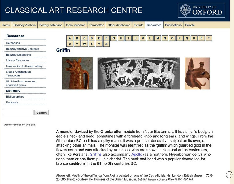 Beazley Archive: Griffin (Mythological Greek Beast) Handout Beazley Archive: Griffin (Mythological Greek Beast) Handout