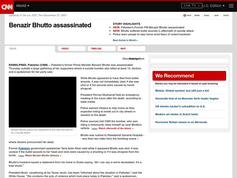 Cnn: Benazir Bhutto Assassinated Article Cnn: Benazir Bhutto Assassinated Article