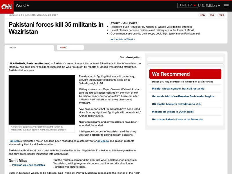 Cnn: Pakistani Forces Kill 35 Militants in Waziristan Website Cnn: Pakistani Forces Kill 35 Militants in Waziristan Website