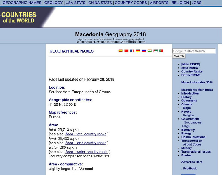 2008 Cia World Factbook: Macedonia: Geography Website 2008 Cia World Factbook: Macedonia: Geography Website