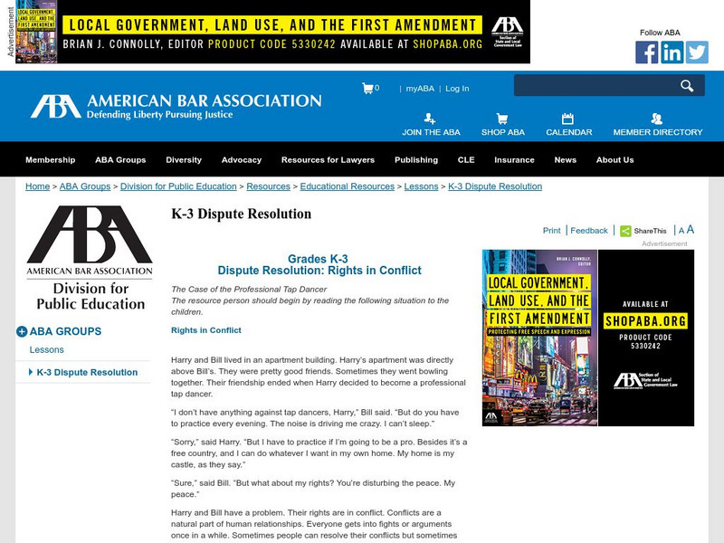 American Bar Association Lesson Plan: Dispute Resolution: Rights in Conflict Activity American Bar Association Lesson Plan: Dispute Resolution: Rights in Conflict Activity