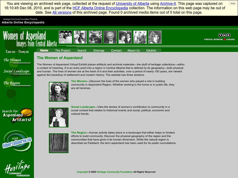 Alberta Online Encyclopedia: The Women of Aspenland: Images From Central Alberta Handout Alberta Online Encyclopedia: The Women of Aspenland: Images From Central Alberta Handout