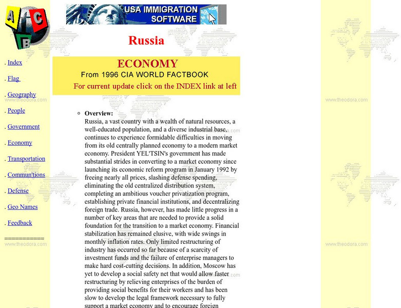 Cia World Fact Book: Russia's Economy Handout Cia World Fact Book: Russia's Economy Handout