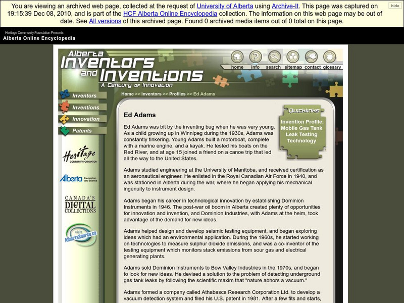 Alberta Online Encyclopedia: Alberta Inventors and Inventions: Dave Hygaard Handout Alberta Online Encyclopedia: Alberta Inventors and Inventions: Dave Hygaard Handout