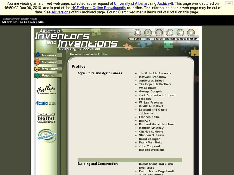 Alberta Online Encyclopedia: Alberta Inventors and Inventions: The Inventors Handout Alberta Online Encyclopedia: Alberta Inventors and Inventions: The Inventors Handout