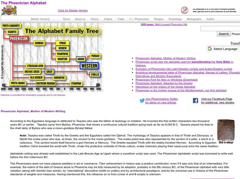 A Bequest Unearthed, Phoenicia: The Phoenician Alphabet Handout A Bequest Unearthed, Phoenicia: The Phoenician Alphabet Handout