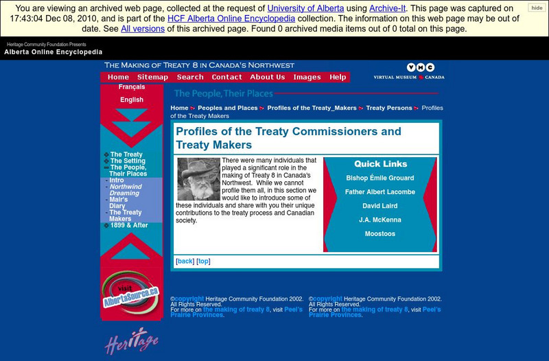 Alberta Online Encyclopedia: Profiles of the Treaty Makers Handout