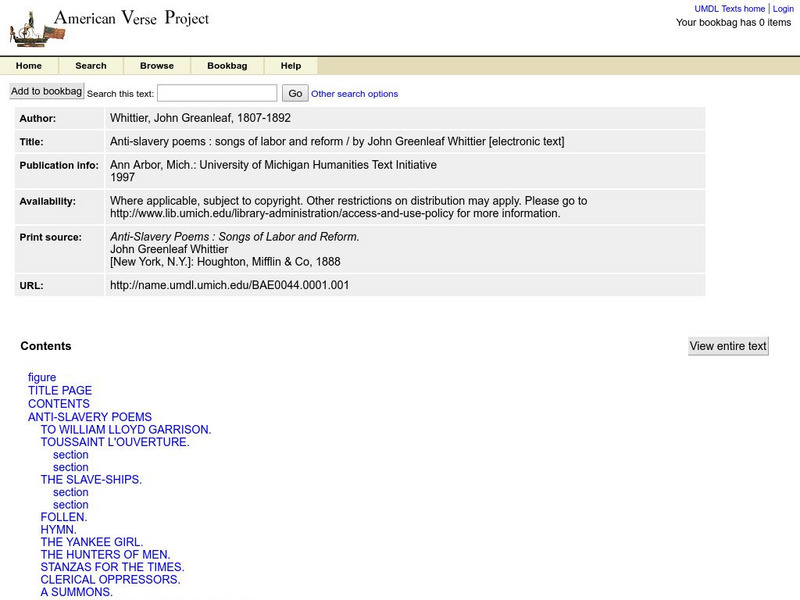 American Verse Project: Anti Slavery Poems eBook American Verse Project: Anti Slavery Poems eBook