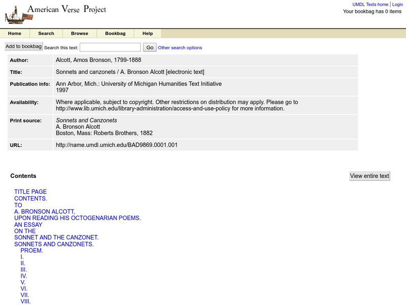 American Verse Project: Sonnets and Canzonets by A. Bronson Alcott eBook