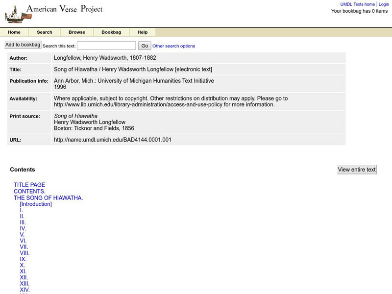 American Verse Project: Song of Hiawatha, by Henry Wadsworth Longfellow eBook American Verse Project: Song of Hiawatha, by Henry Wadsworth Longfellow eBook