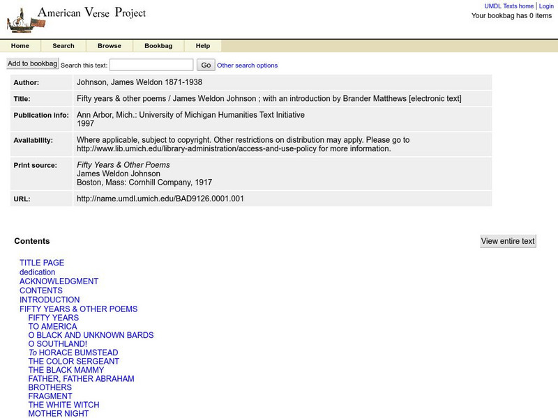 American Verse Project: Fifty Years & Other Poems eBook