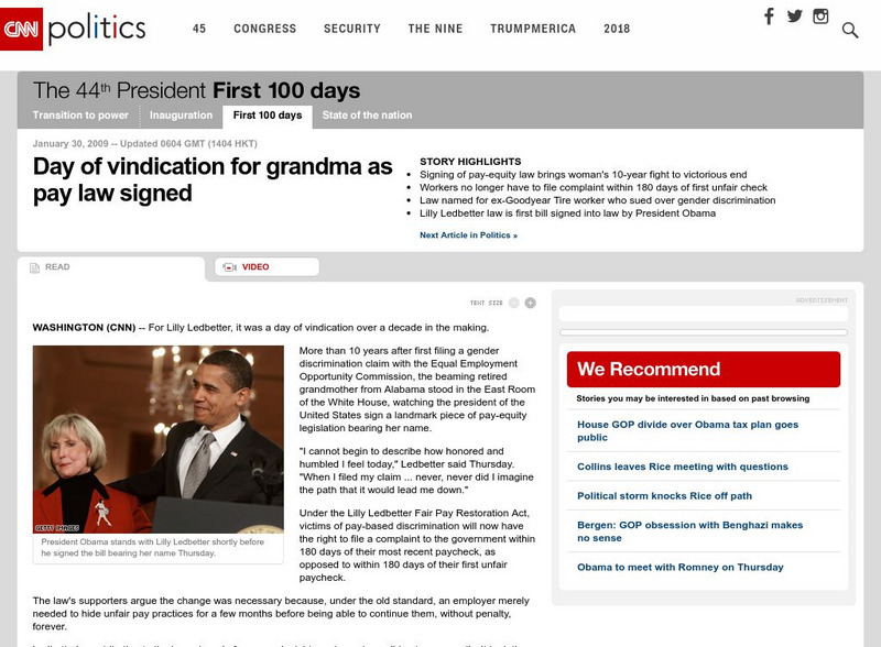 Cnn: Day of Vindication for Grandma as Pay Law Signed (2009) Article Cnn: Day of Vindication for Grandma as Pay Law Signed (2009) Article