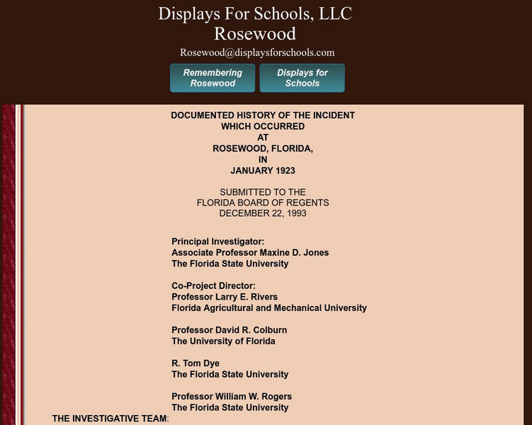 Displays for Schools: Rosewood Massacre Primary Displays for Schools: Rosewood Massacre Primary