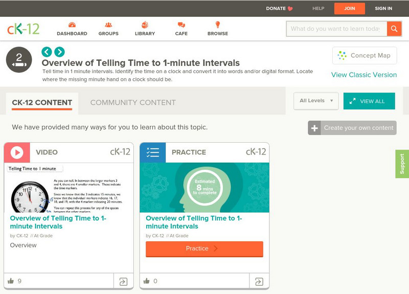 Ck 12: Elem Math: Overview of Telling Time to 1 Minute Intervals Instructional Video Ck 12: Elem Math: Overview of Telling Time to 1 Minute Intervals Instructional Video