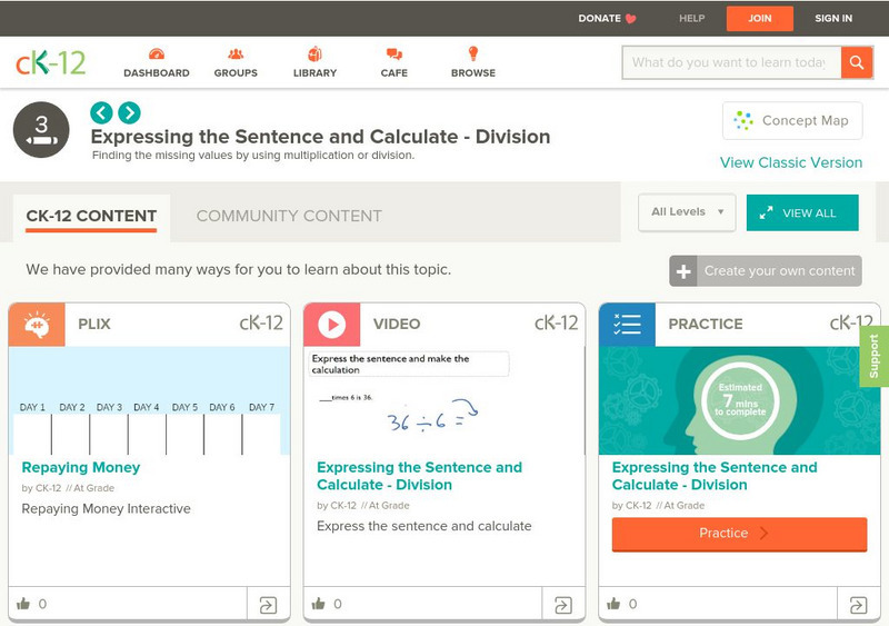 Ck 12: Elem Math: Expressing the Sentence and Calculate Division Unit Plan Ck 12: Elem Math: Expressing the Sentence and Calculate Division Unit Plan