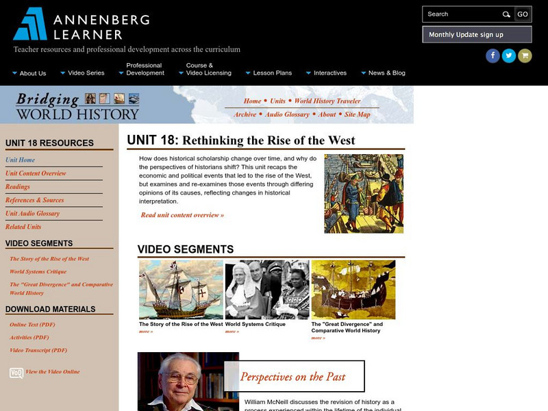 Annenberg Learner: Bridging World History: Rethinking the Rise of the West Lesson Plan Annenberg Learner: Bridging World History: Rethinking the Rise of the West Lesson Plan