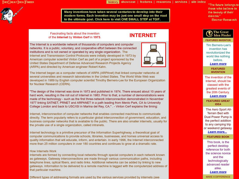 The Great Idea Finder: Invention of the Internet Vinton Cerf Handout The Great Idea Finder: Invention of the Internet Vinton Cerf Handout