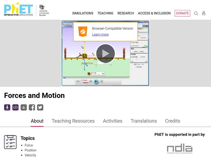 University of Colorado: Ph Et Interactive Simulations: Forces and Motion Interactive University of Colorado: Ph Et Interactive Simulations: Forces and Motion Interactive