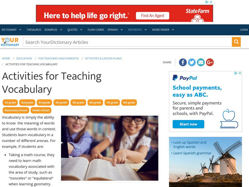 Your Dictionary: Activities for Teaching Vocabulary Article Your Dictionary: Activities for Teaching Vocabulary Article