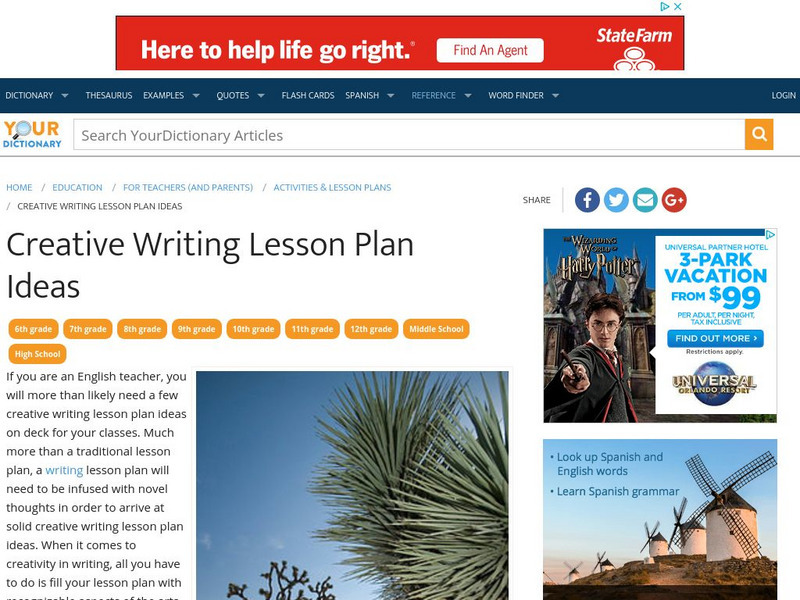 Your Dictionary: Creative Writing Lesson Plan Ideas Article Your Dictionary: Creative Writing Lesson Plan Ideas Article
