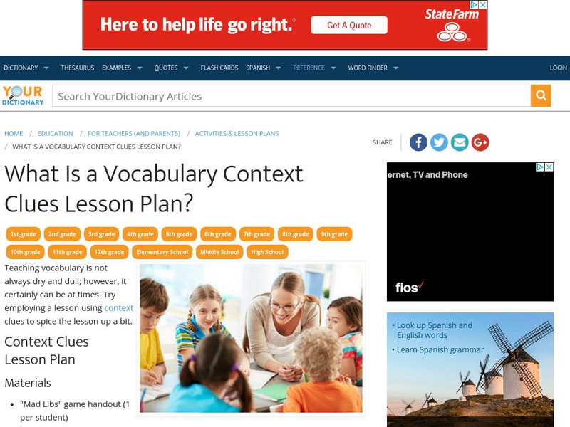 Your Dictionary: What Is a Vocabulary Context Clues Lesson Plan? Lesson Plan Your Dictionary: What Is a Vocabulary Context Clues Lesson Plan? Lesson Plan