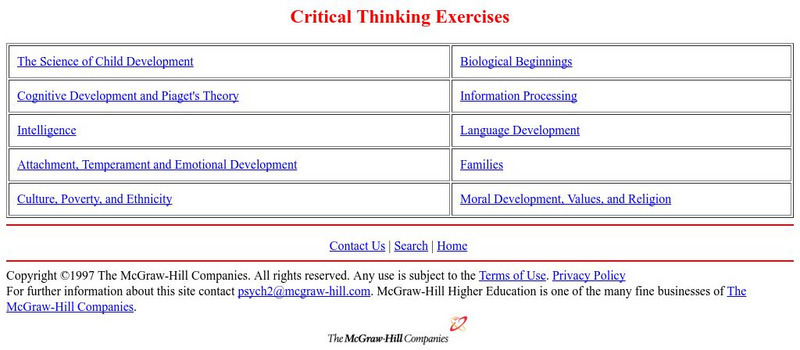 Mc Graw Hill Companies: Critical Thinking Exercises Activity Mc Graw Hill Companies: Critical Thinking Exercises Activity
