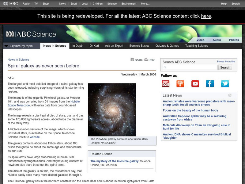 Australian Broadcasting Corporation: News in Science: Spiral Galaxy as Never Seen Before Website Australian Broadcasting Corporation: News in Science: Spiral Galaxy as Never Seen Before Website
