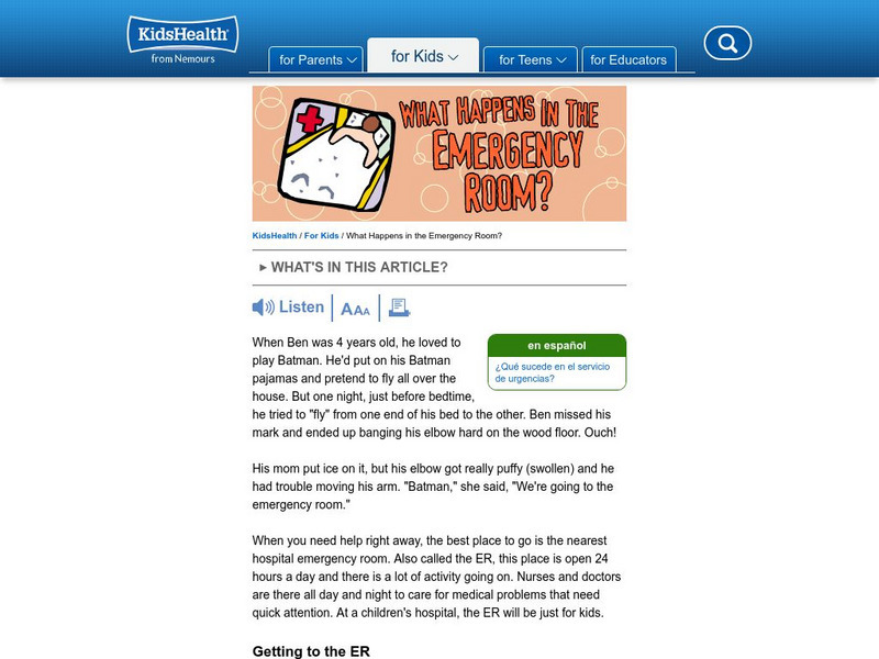 Kids Health: What Happens in the Emergency Room? Article Kids Health: What Happens in the Emergency Room? Article