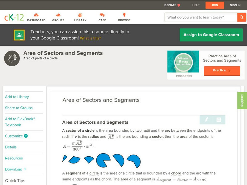 Ck 12: Geometry: Area of Sectors and Segments Unit Plan Ck 12: Geometry: Area of Sectors and Segments Unit Plan