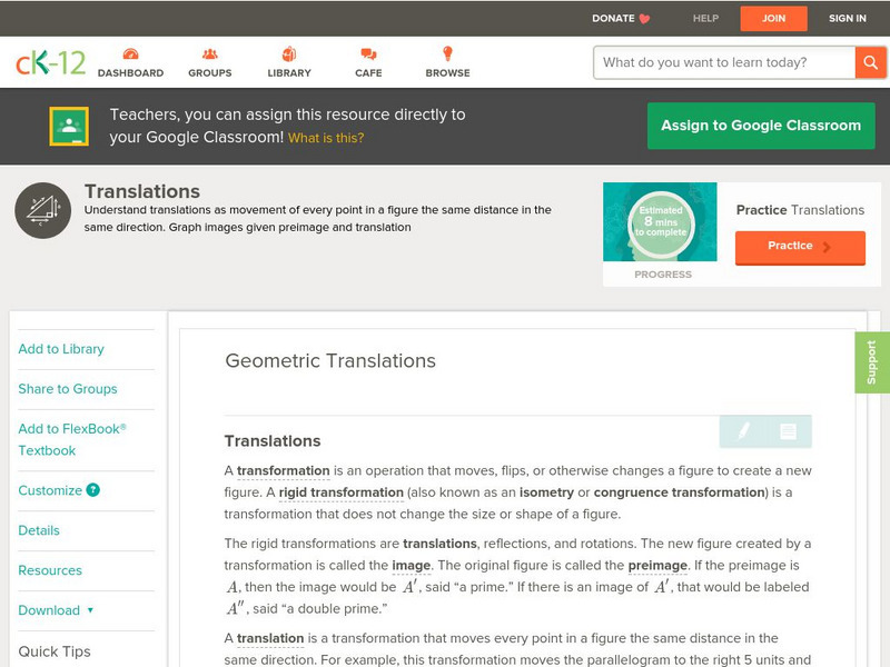 Ck 12: Geometry: Geometric Translations Unit Plan Ck 12: Geometry: Geometric Translations Unit Plan