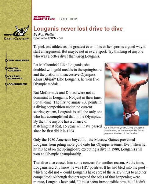 Espn: Louganis Never Lost Drive to Dive Article Espn: Louganis Never Lost Drive to Dive Article
