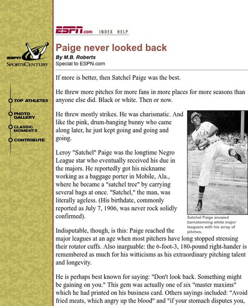 Espn: Paige Never Looked Back Handout