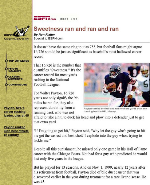 Espn: Sweetness Ran and Ran and Ran Article Espn: Sweetness Ran and Ran and Ran Article