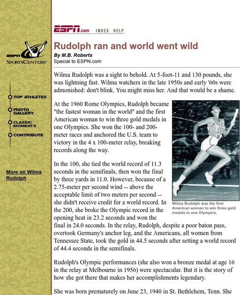 Espn: Rudolph Ran and the World Went Wild Handout Espn: Rudolph Ran and the World Went Wild Handout
