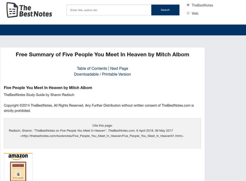 The Best Notes: Five People You Meet in Heaven by Mitch Albom Unit Plan The Best Notes: Five People You Meet in Heaven by Mitch Albom Unit Plan