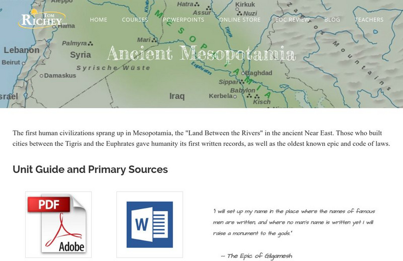 Tom Richey: Ancient Mesopotamia: C .3000 1700 b.c. Unit Plan Tom Richey: Ancient Mesopotamia: C .3000 1700 b.c. Unit Plan
