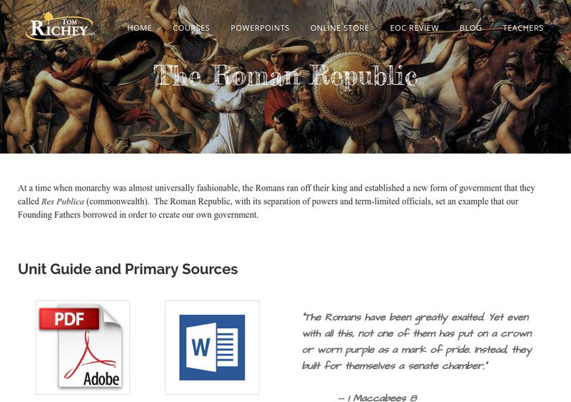 Tom Richey: The Roman Republic: C. 509 264 b.c. Unit Plan Tom Richey: The Roman Republic: C. 509 264 b.c. Unit Plan