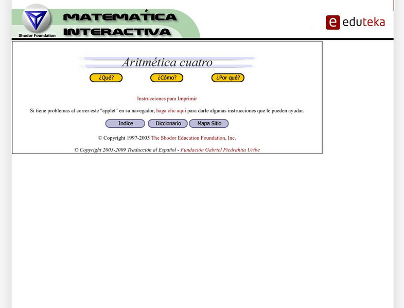 Eduteka: Aritmetica Cuatro Interactive Eduteka: Aritmetica Cuatro Interactive