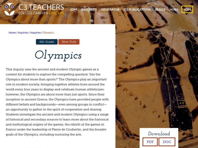 C3 Teachers: Inquiries: Olympics Unit Plan C3 Teachers: Inquiries: Olympics Unit Plan