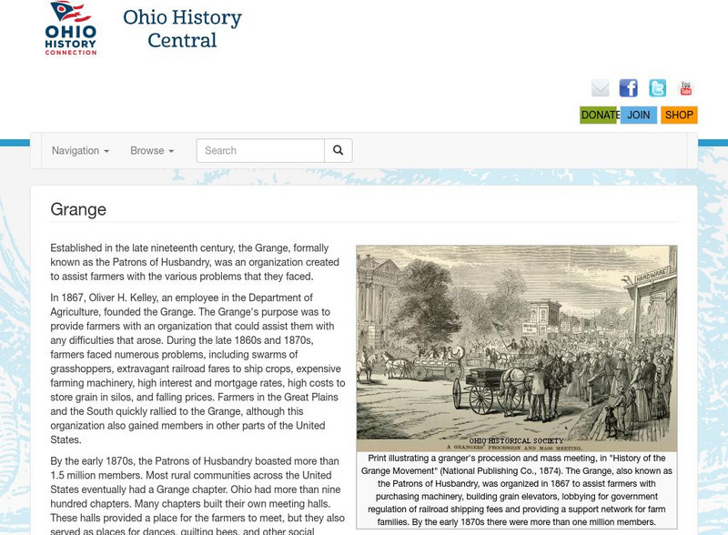 Ohio History Central: Grange Handout Ohio History Central: Grange Handout